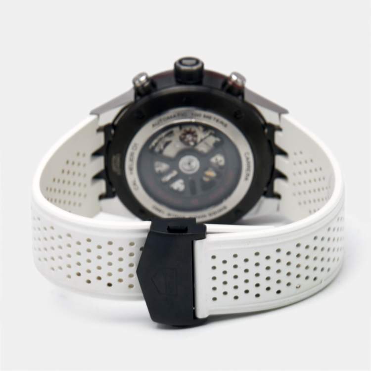 Pre Owned TAG Heuer Black PVD Stainless Steel Rubber Carrera Calibre HEUER 01 CAR2A1Z.FT6051 Men's Wristwatch 45 mm