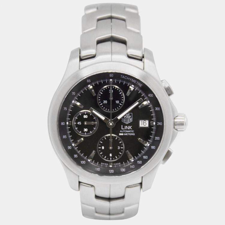 Pre Owned Tag Heuer Black Stainless Steel Link CJF2110.BA0576 Automatic Men's Wristwatch 42 mm