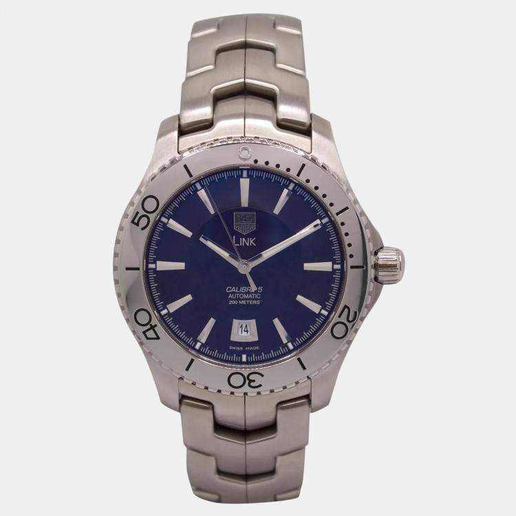 Pre Owned Tag Heuer Brown Stainless Steel Link WJ201D Automatic Men's Wristwatch 42 mm