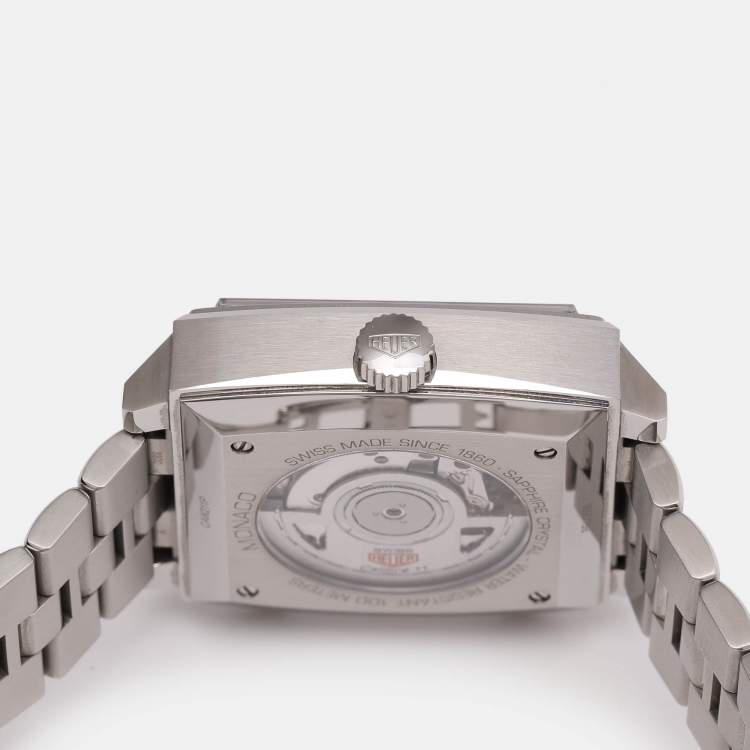 Pre Owned Tag Heuer Stainless Steel Silver Monaco WW2115 Automatic Chronograph Men's Wristwatch 39 mm