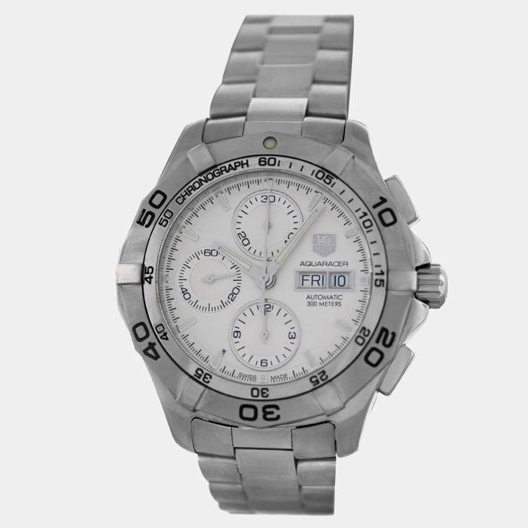 Pre Owned Tag Heuer Aquaracer CAF2011 Automatic Silver Stainless Steel Men's Wristwatch 44 mm