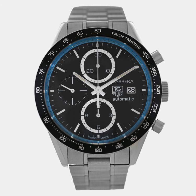 Pre Owned Tag Heuer Carrera CV201X Automatic Black Stainless Steel Men's Wristwatch 41 mm