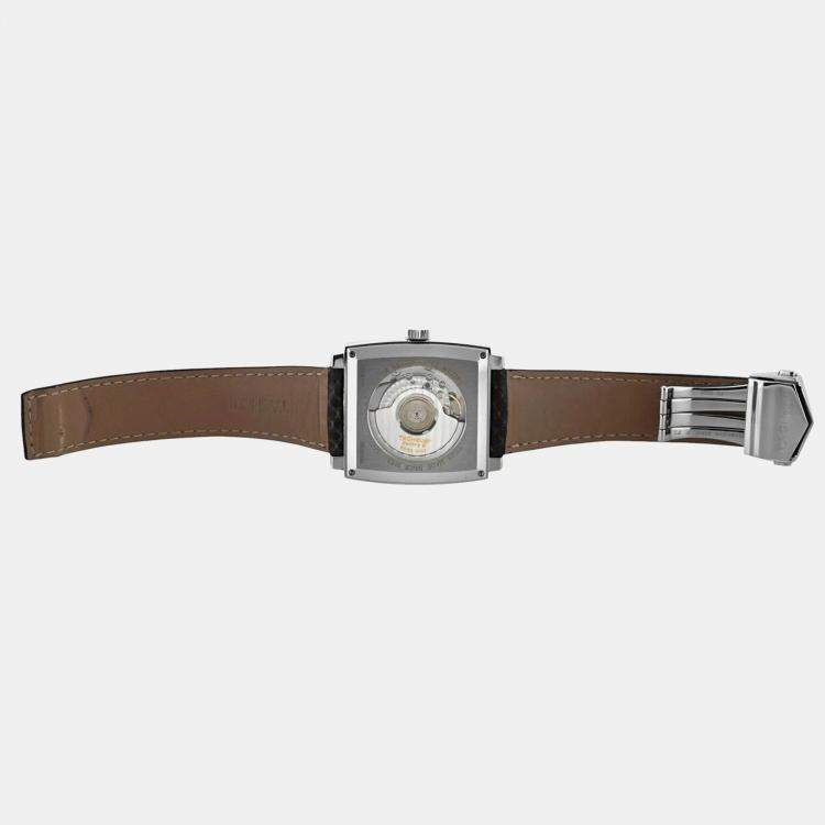 Pre Owned Tag Heuer Monaco WW2118.FC6216 Automatic Black Stainless Steel Men's Wristwatch 37 mm