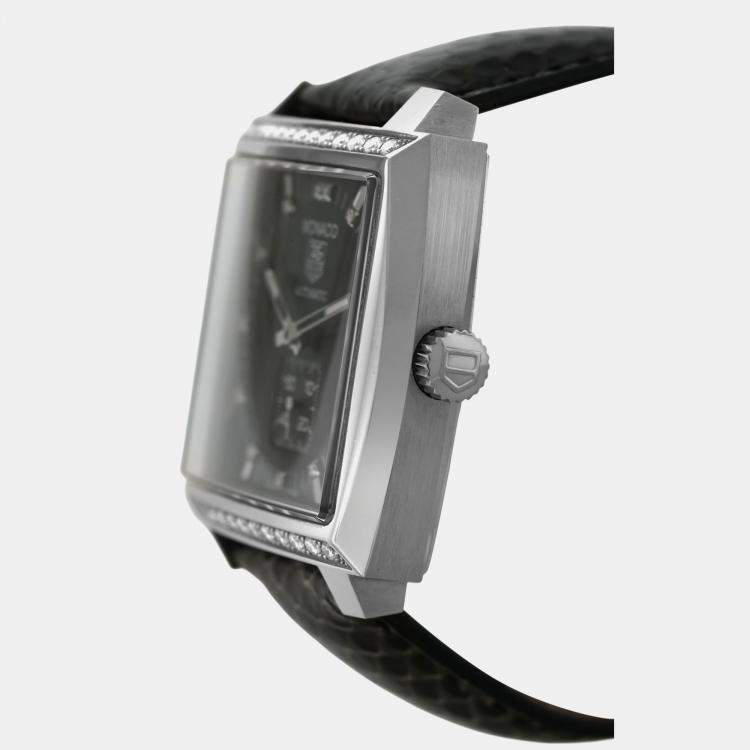 Pre Owned Tag Heuer Monaco WW2118.FC6216 Automatic Black Stainless Steel Men's Wristwatch 37 mm