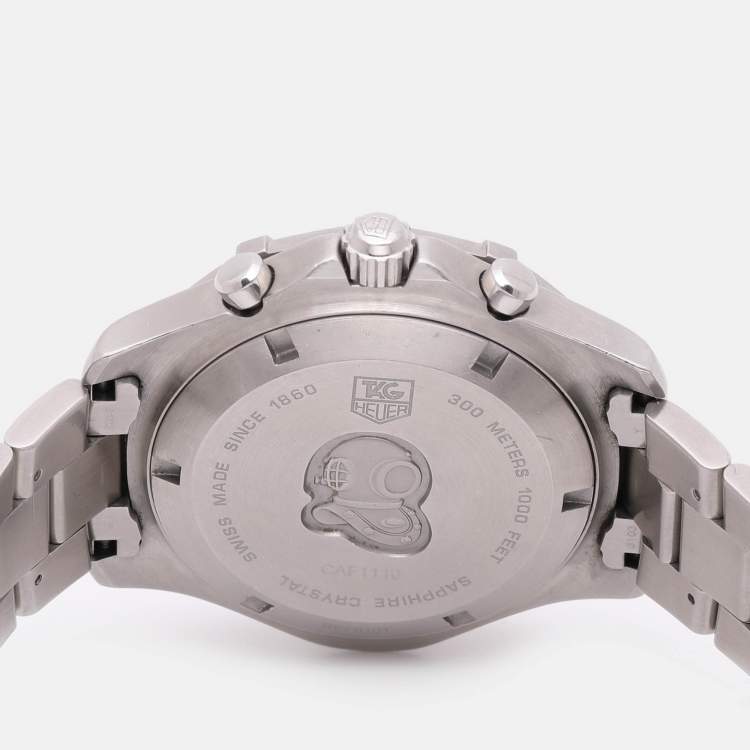 Pre Owned Tag Heuer Black Stainless Steel Aquaracer Chronograph CAF1110 Men's Wristwatch 44.5mm