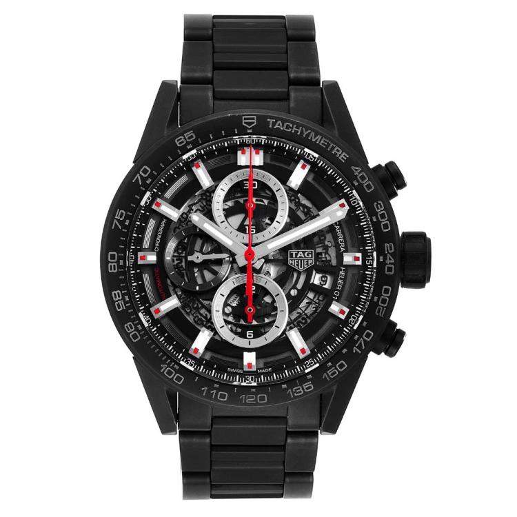 Tag Heuer Black Ceramic Carrera Calibre 01 Car2090 Men S Wristwatch 43 Mm Tag Heuer Tlc