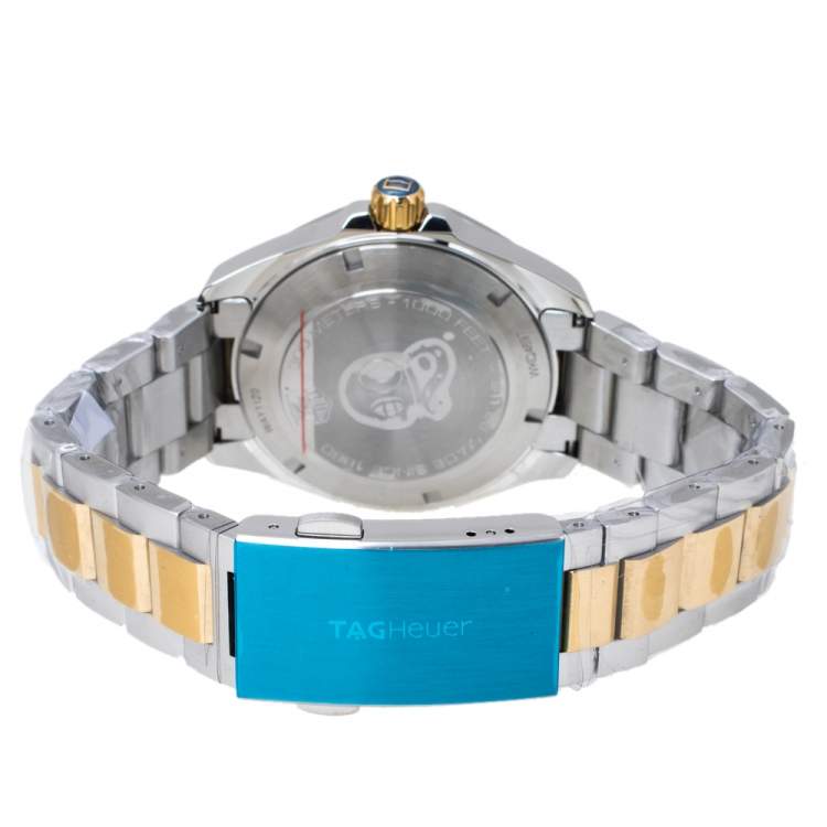 Pre Owned TAG Heuer Silver Opaline Two-Tone Stainless Steel Aquaracer WAY1120.BB0930 Men's Wristwatch 40.50 mm