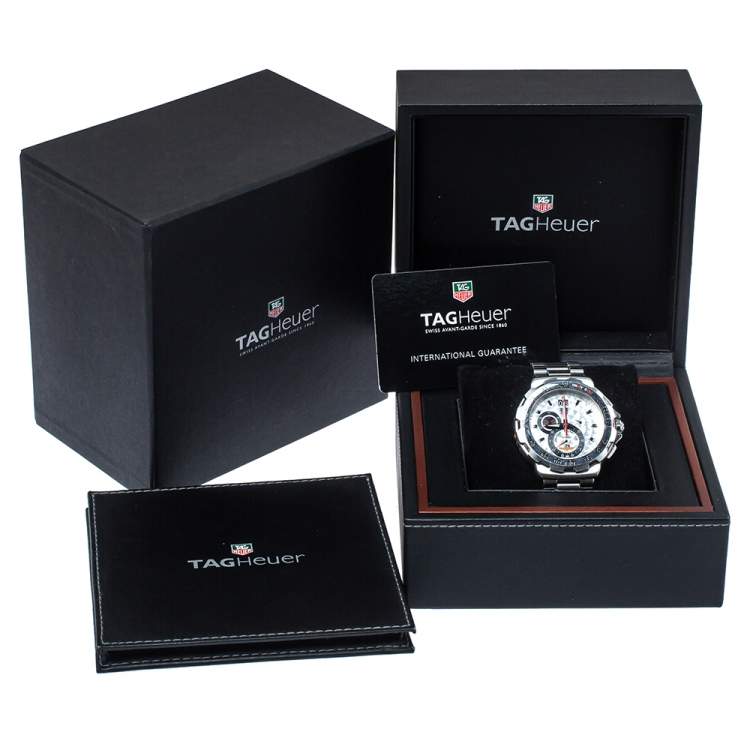 Pre Owned Tag Heuer Silver Stainless Steel Formula 1 CAH101B Indy 500 Chronograph Quartz Men's Wristwatch 44MM