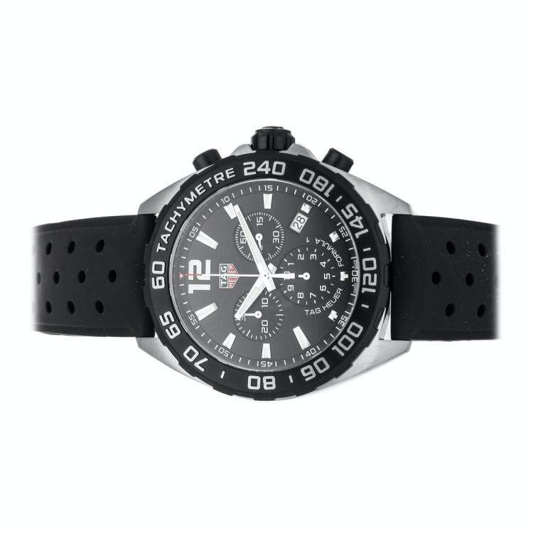 Pre Owned Tag Heuer Black Stainless Steel Formula 1 Chronograph CAZ1010.FT8024 Men's Wristwatch 43 MM