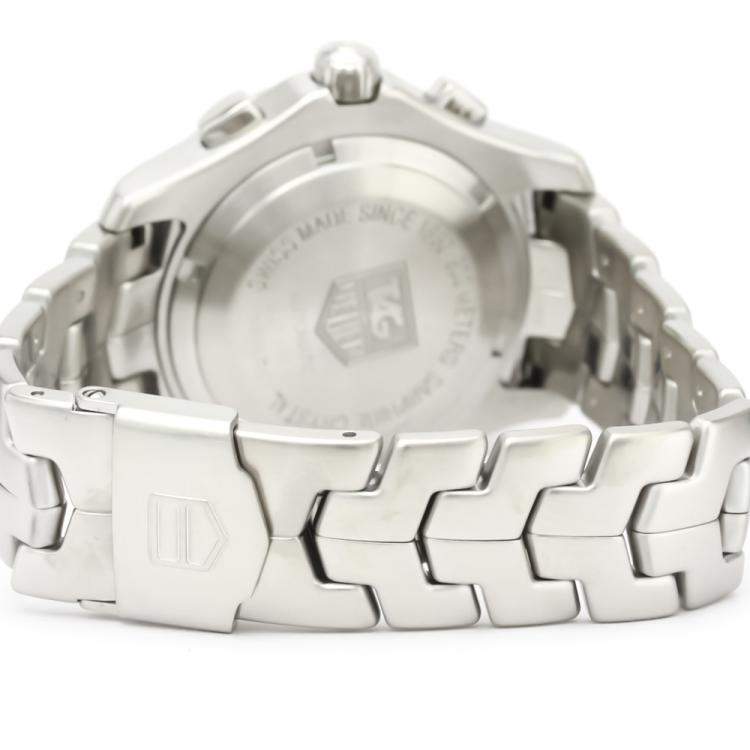Pre Owned Tag Heuer Silver Stainless Steel Link Chronograph Automatic CJF2111 Men's Wristwatch 42 MM
