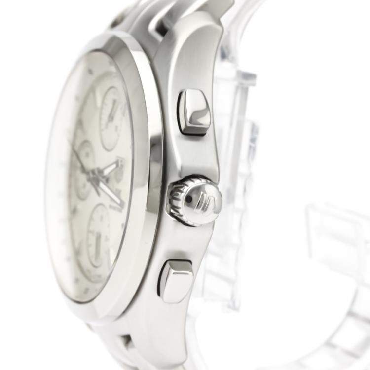 Pre Owned Tag Heuer Silver Stainless Steel Link Chronograph Automatic CJF2111 Men's Wristwatch 42 MM