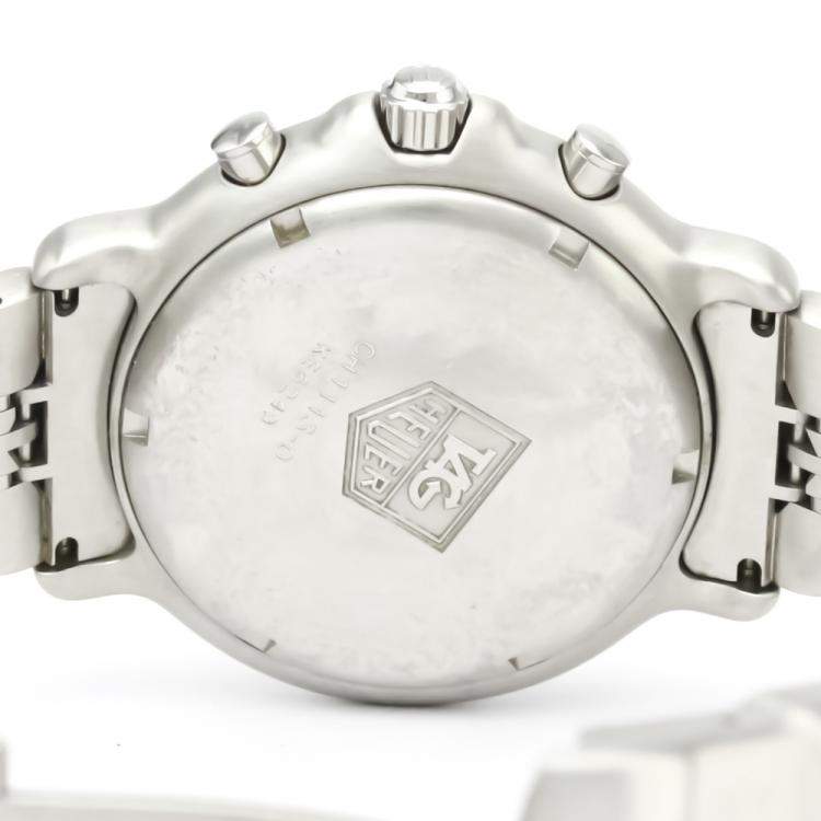 Pre Owned Tag Heuer Black Stainless Steel 6000 Chronogragh Quartz CH1113 Men's Wristwatch 40 MM
