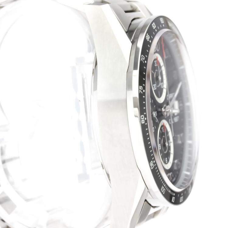 Pre Owned Tag Heuer Black Stainless Steel Carrera Calibre 1887 Chronograph CAR2A10 Men's Wristwatch 43 MM