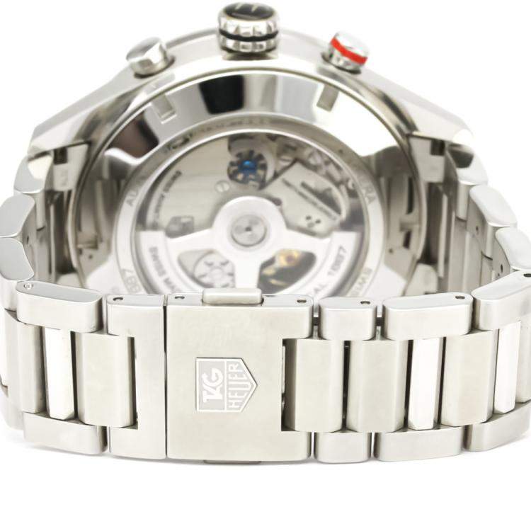 Pre Owned Tag Heuer Black Stainless Steel Carrera Calibre 1887 Chronograph CAR2A10 Men's Wristwatch 43 MM