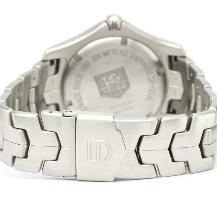 Pre Owned Tag Heuer Black Stainless Steel Link Quartz WJ1110 Men's Wristwatch 39 MM