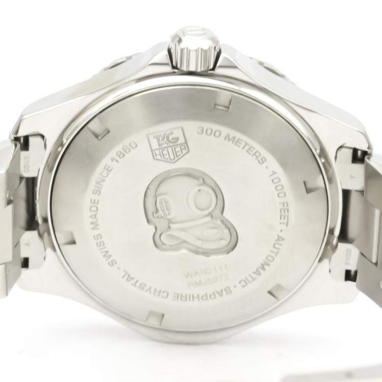 Pre Owned Tag Heuer Blue Stainless Steel Aquaracer WAN2111 Automatic Men's Wristwatch 42 MM