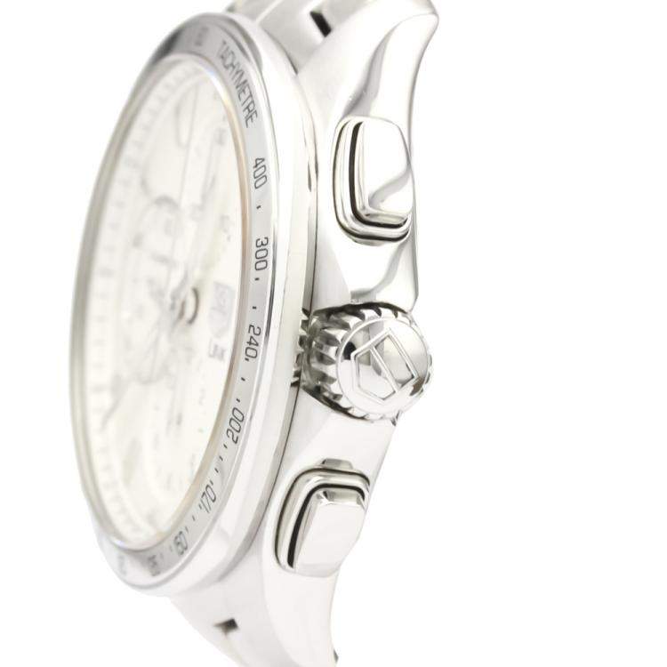 Pre Owned Tag Heuer Silver Stainless Steel Link Calibre 16 Chronograph Automatic CAT2011 Men's Wristwatch 43 MM