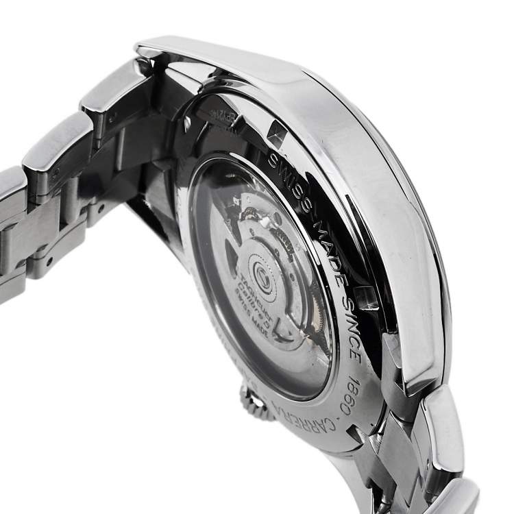 Pre Owned Tag Heuer Black Stainless Steel Carrera WV211B.BA0787 Automatic Men's Wristwatch 38 mm