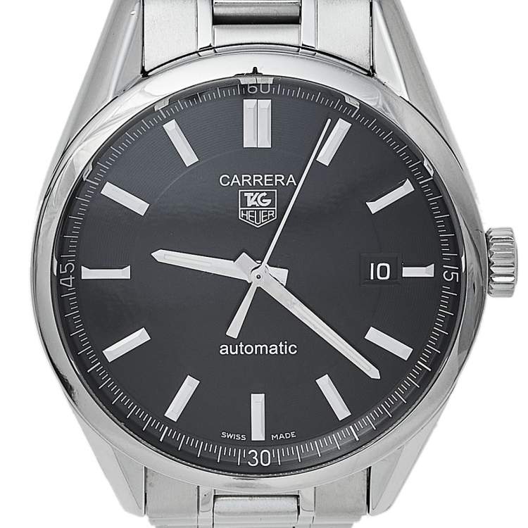 Pre Owned Tag Heuer Black Stainless Steel Carrera WV211B.BA0787 Automatic Men's Wristwatch 38 mm