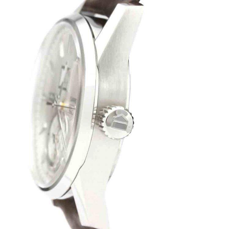 Pre Owned Tag Heuer Silver Stainless Steel Carrera Calibre 8 GMT Automatic WAR5011 Men's Wristwatch 41 MM