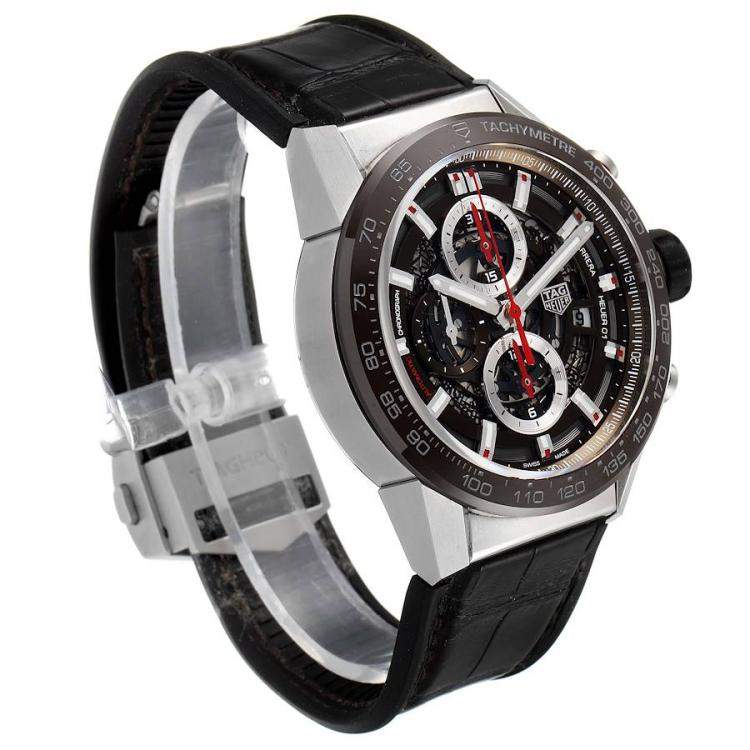 Tag Heuer Brown Stainless Steel Carrera Skeleton Chronograph Car201u Men S Wristwatch 43 Mm Tag Heuer Tlc<script async src=