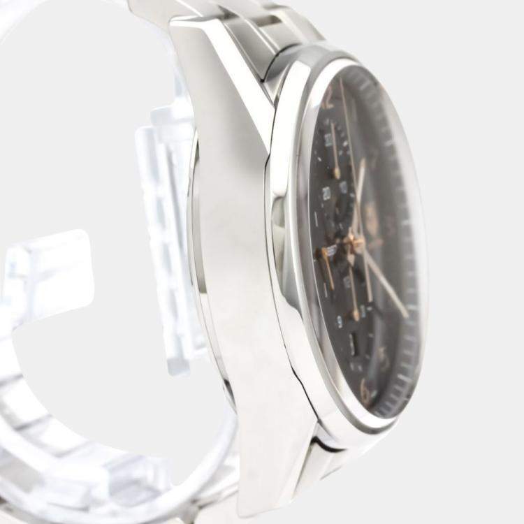 Pre Owned Tag Heuer Black Stainless Steel Carrera Calibre 1887 Chronograph Automatic Men's Wristwatch 43 MM