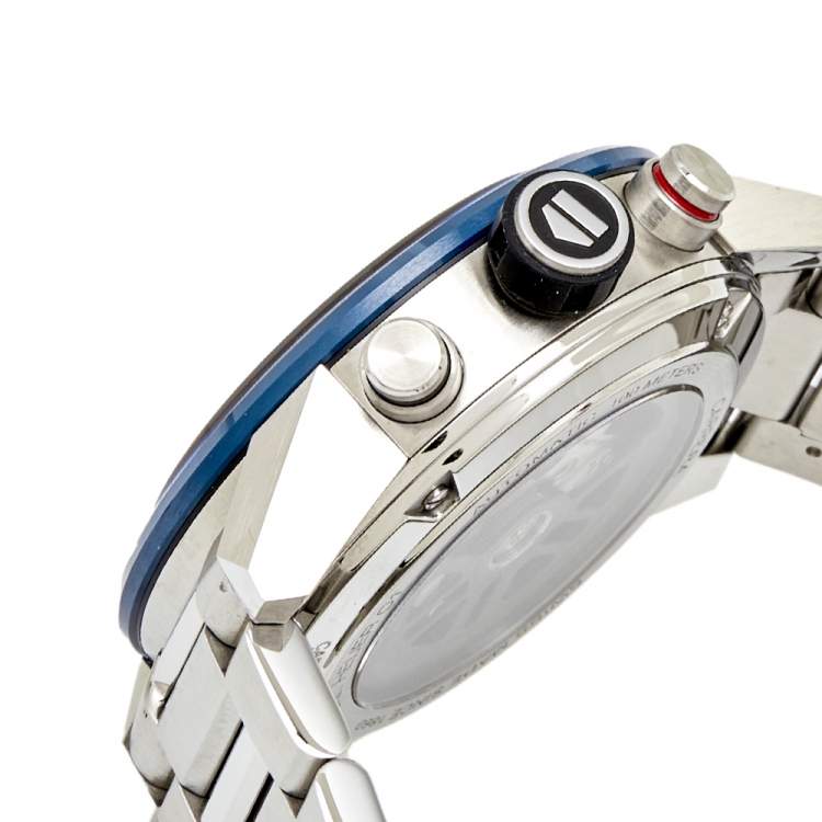 Pre Owned Tag Heuer Blue Stainless Steel CAR201T Men's Wristwatch 43 mm 