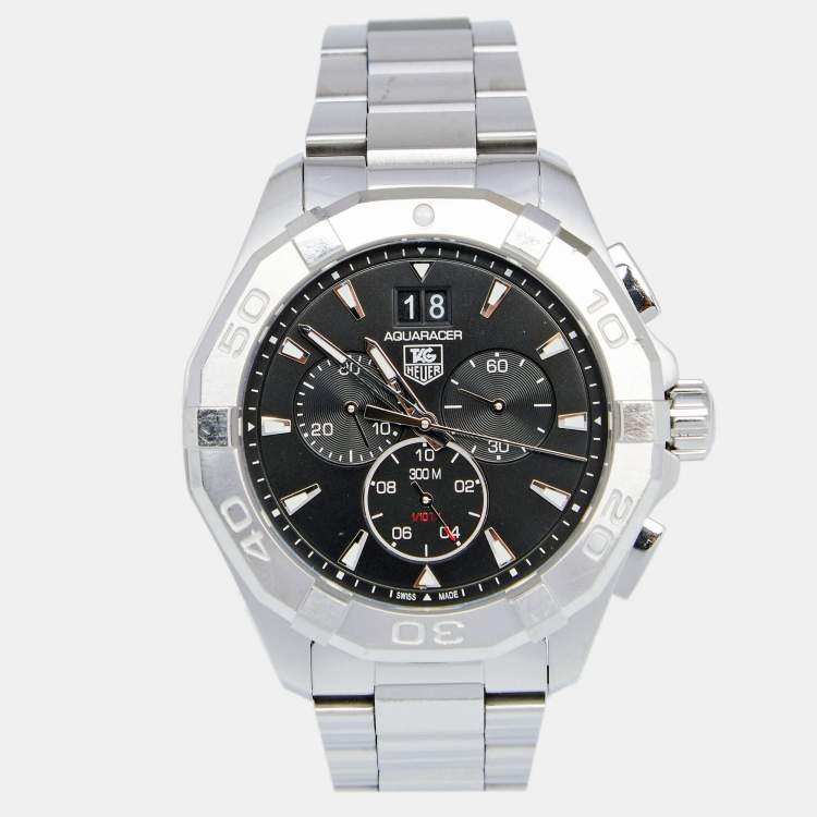 Tag Heuer Black Stainless Steel Aquaracer CAY110.0 Men s Wristwatch 43 mm Tag Heuer TLC