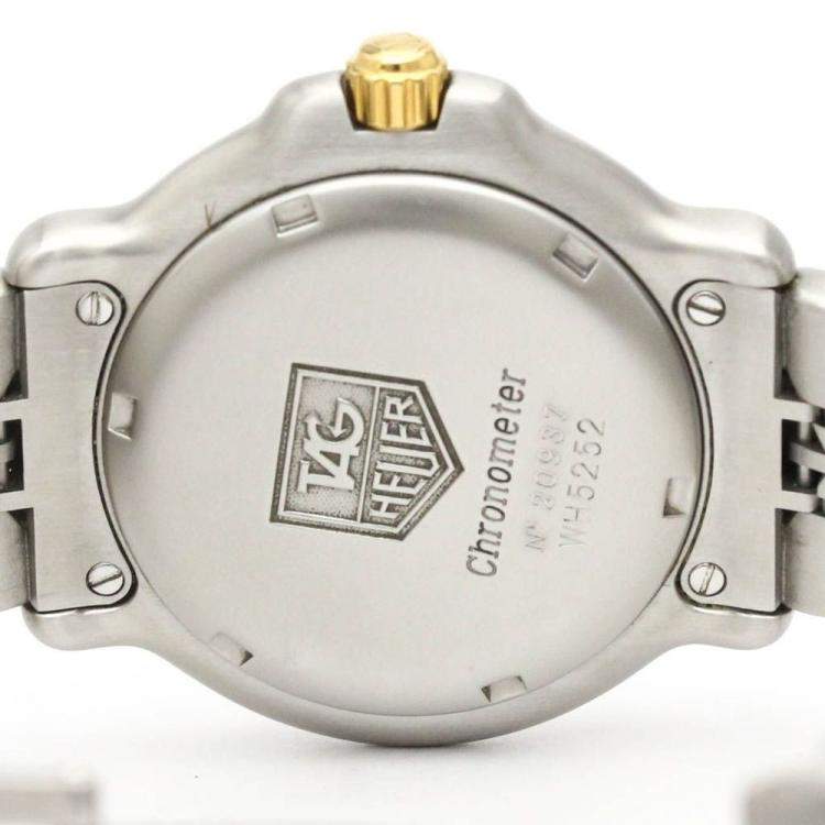 Pre Owned Tag Heuer Champagne Gold Tone Stainless Steel 6000 Chronometer WH5252 Men's Wristwatch 35 mm