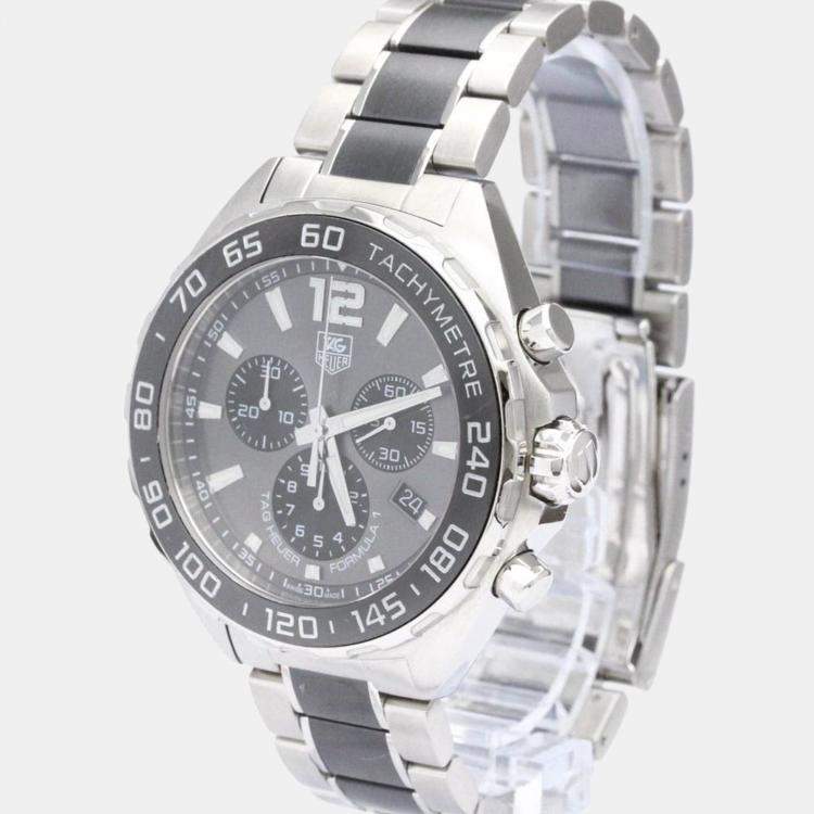 Pre Owned Tag Heuer Grey Stainless Steel Formula 1 CAZ1111 Quartz Men's Wristwatch 42 mm