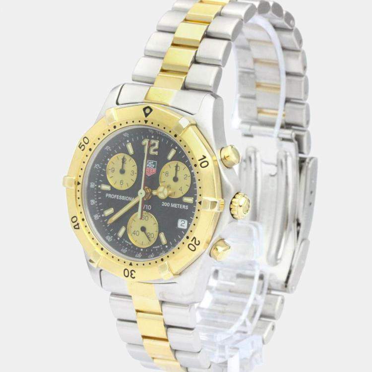 Pre Owned Tag Heuer Black Gold Plated Stainless Steel 2000 Classic Men's Wristwatch 39 mm