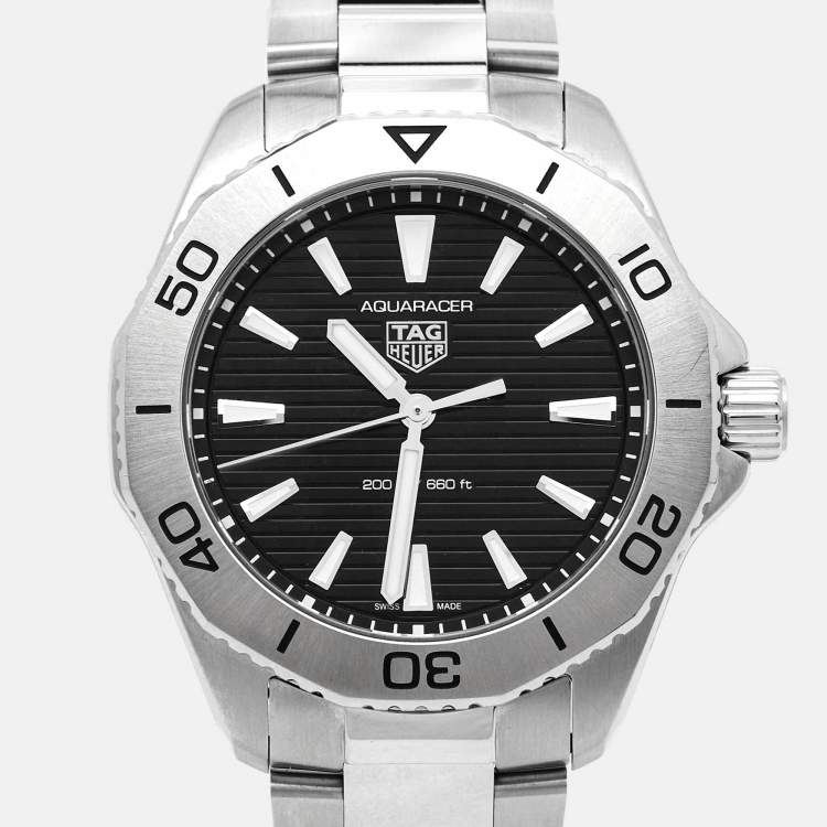 Pre Owned Tag Heuer Black Stainless Steel Aquaracer WBP1110.BA0627 Men's Wristwatch 40 mm