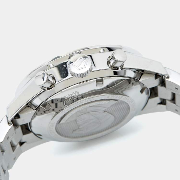 Pre Owned TAG Heuer Black Stainless Steel Juan Manual Fangio Edition Carrera CV201AG.BA0725 Men's Wristwatch 41 mm