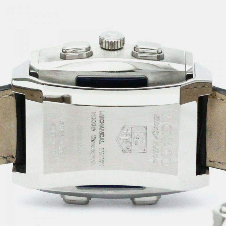 Pre Owned Tag Heuer Black Stainless Steel Monaco CW9110 Manual Winding Men's Wristwatch 40 mm
