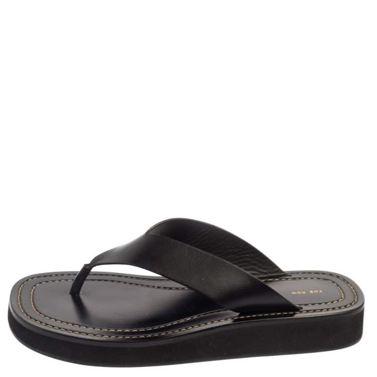 The Row Black Leather Ginza Thong Sandals Size 38 The Row | TLC