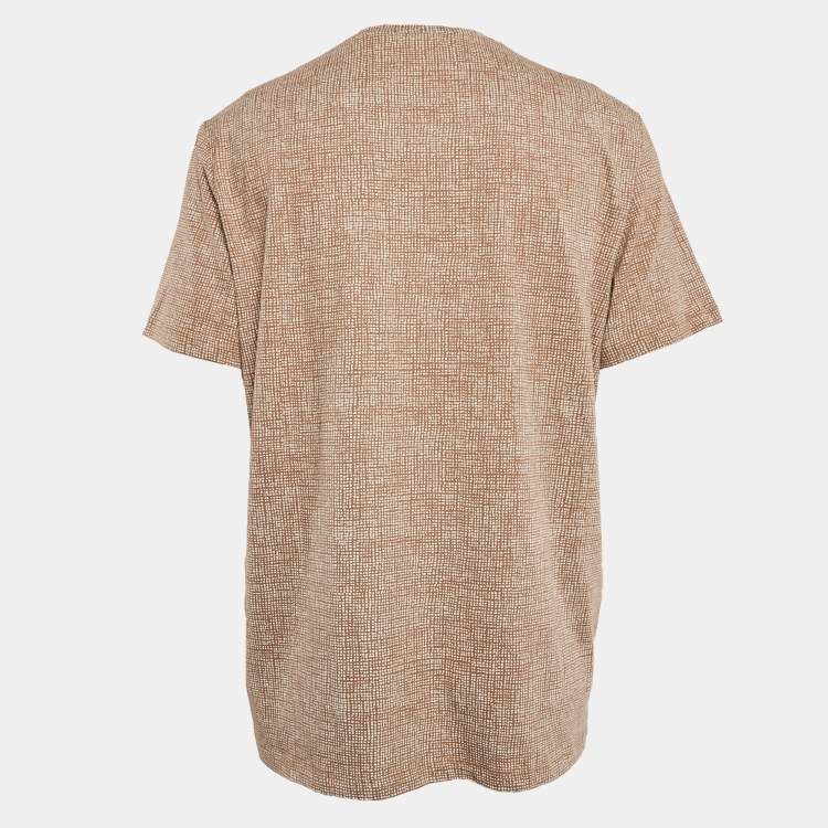 Pre Owned Theory Beige Stone Thordon Print Jersey T-Shirt XL