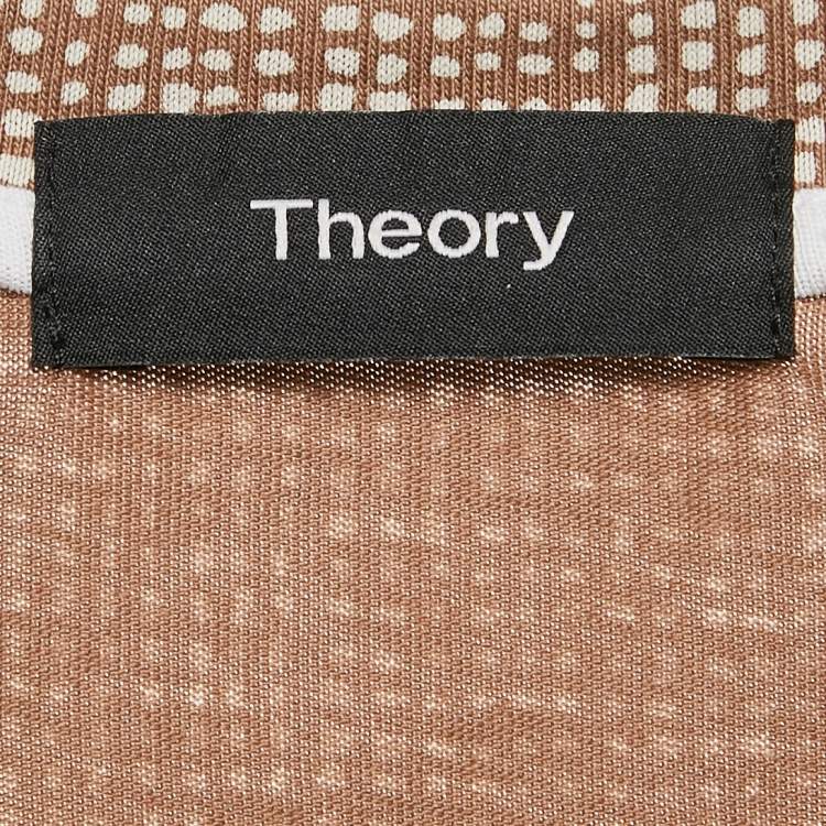 Pre Owned Theory Beige Stone Thordon Print Jersey T-Shirt XL