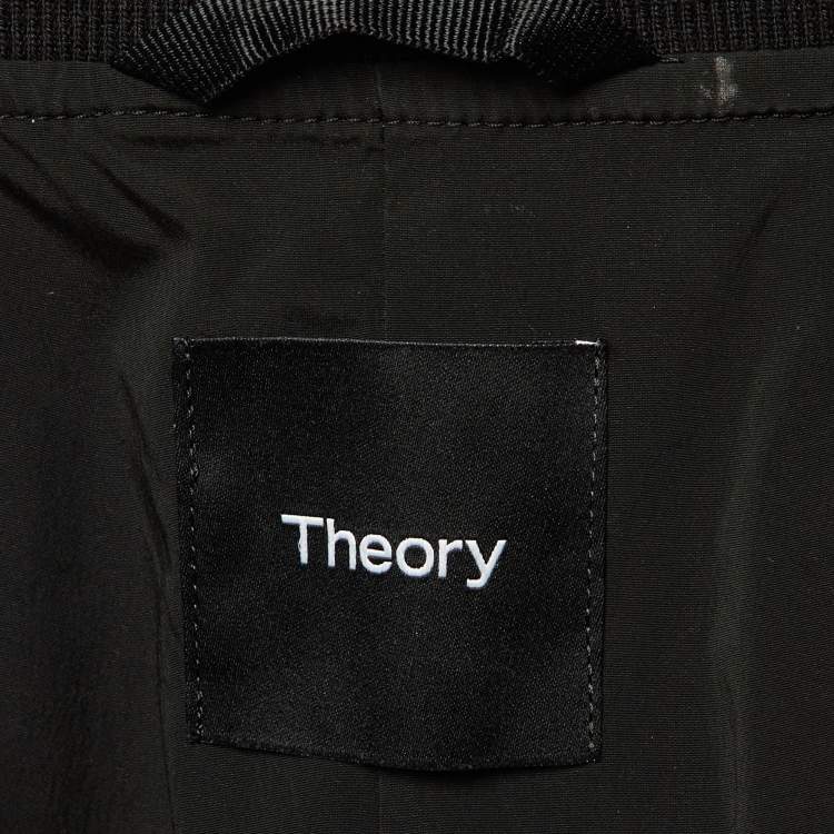 Pre Owned Theory Black Taffeta City Bomber Jacket M