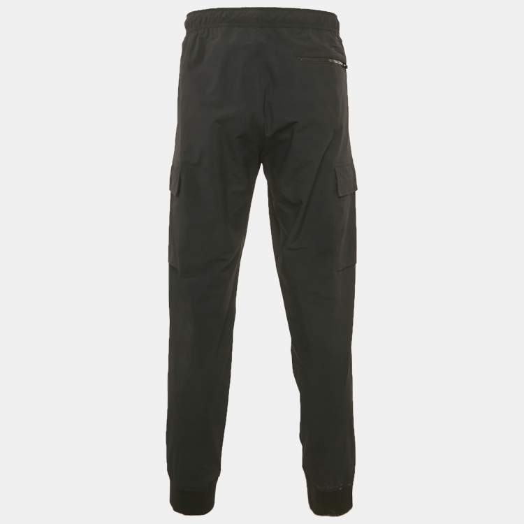 Pre Owned Theory Black Nylon Zipped Pocket Joggers XL