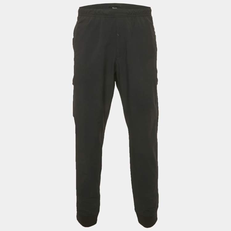 Pre Owned Theory Black Nylon Zipped Pocket Joggers XL