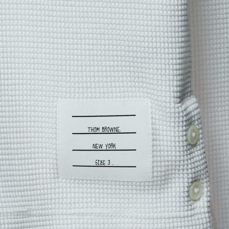 Pre Owned Thom Browne White Waffle Knit Turtleneck Sweater L
