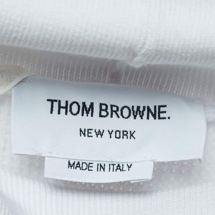 Pre Owned Thom Browne White Waffle Knit Turtleneck Sweater L