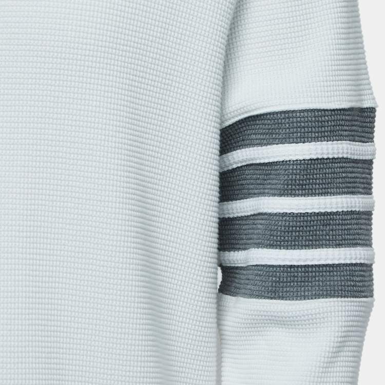 Pre Owned Thom Browne White Waffle Knit Turtleneck Sweater L