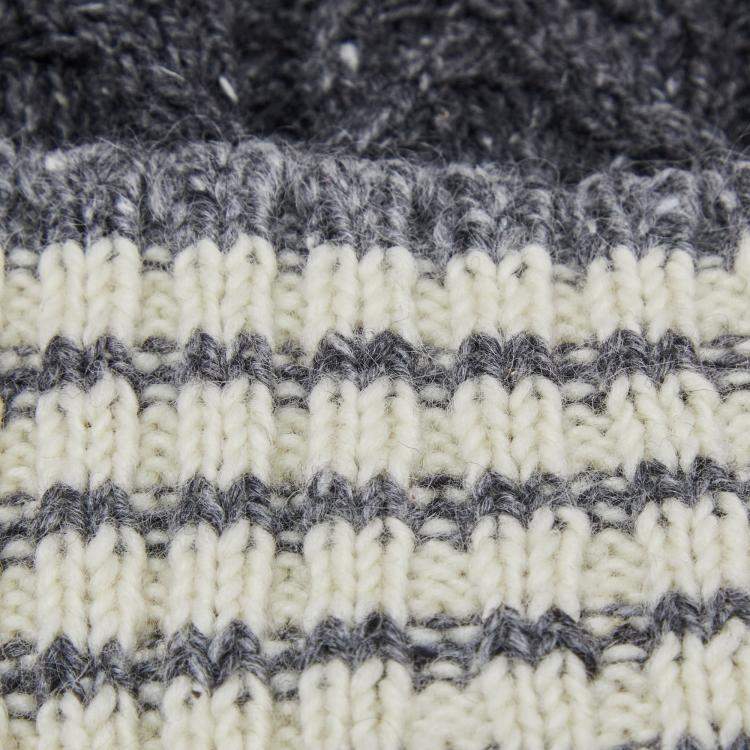 Pre Owned Thom Browne Grey and Ivory Cable Knit Wool Mohair Blend Beanie