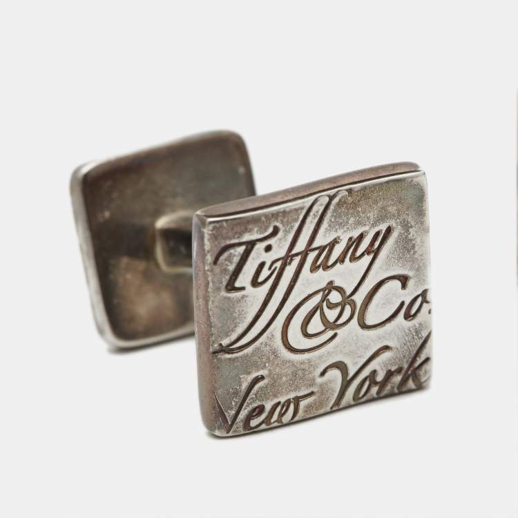 Pre Owned Tiffany & Co. Notes Sterling Silver Square Cufflinks