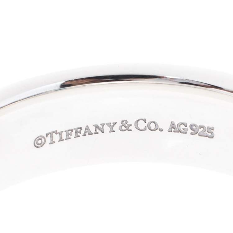 Pre Owned Tiffany & Co. Tiffany T Silver Wide Ring Size 62