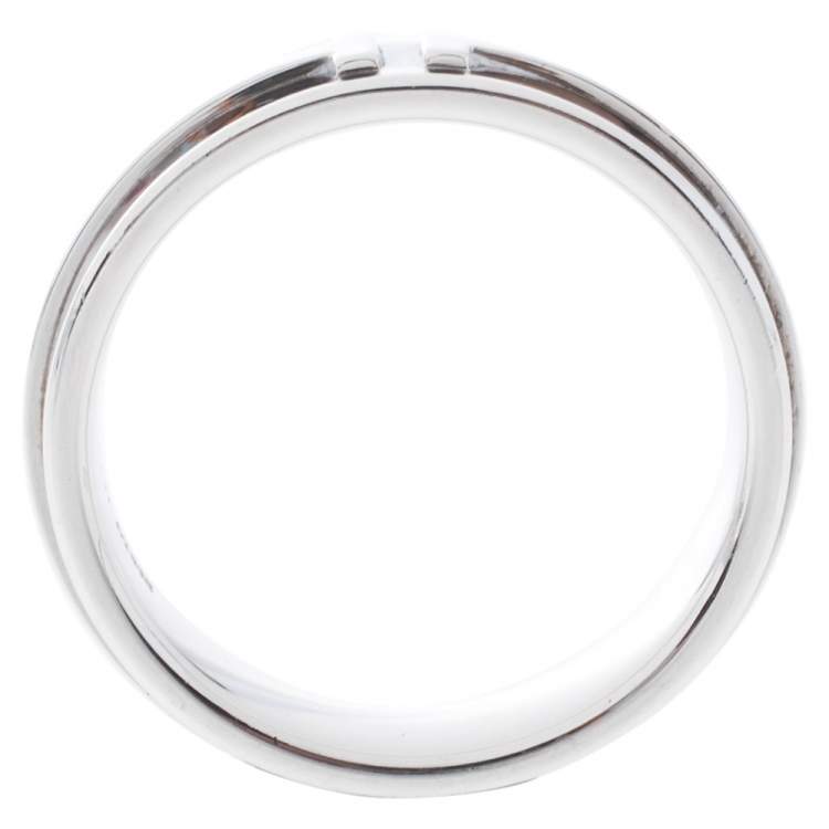 Pre Owned Tiffany & Co. Tiffany T Silver Wide Ring Size 62