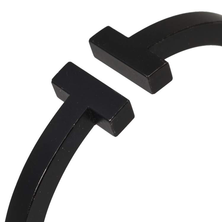 Pre Owned Tiffany & Co. T Square Black Tone Stainless Steel Bracelet