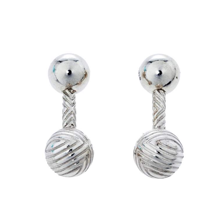 Pre Owned Tiffany & Co. Sterling Silver Textured Barbell Cufflinks