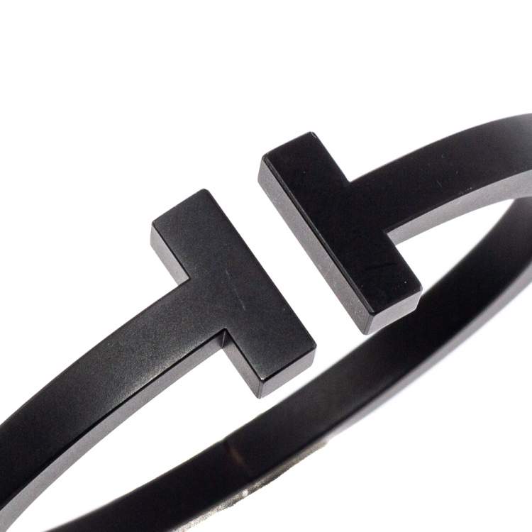 Pre Owned Tiffany & Co. T Square Black Tone Stainless Steel Bracelet